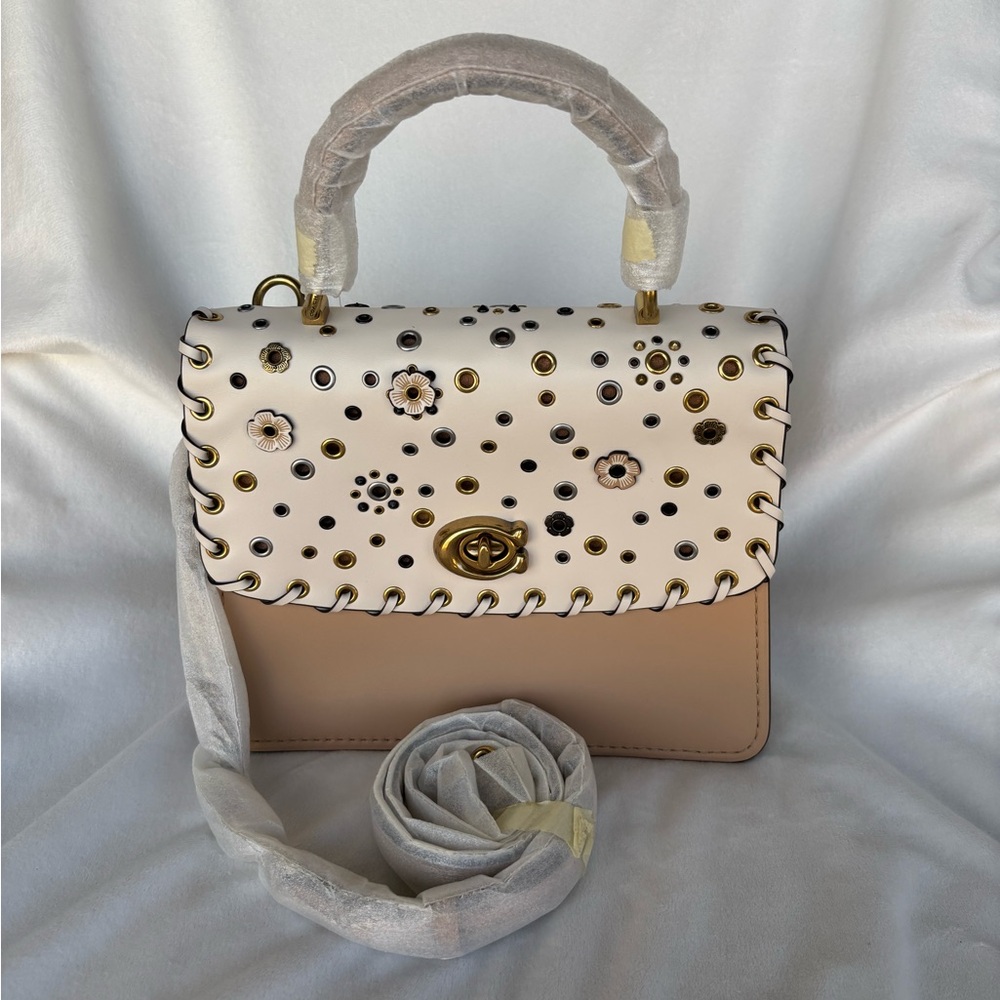 Coach Parker Top Handle With Scattered Rivets 69444 Tea Rose Applique - Picture 2 of 16